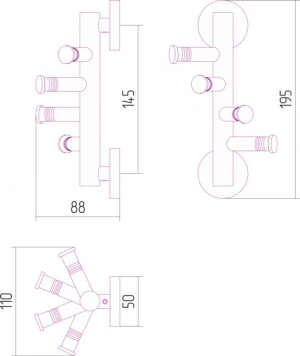 Держатель полотенец ВЕЕР-4 фиксированный (L 85)